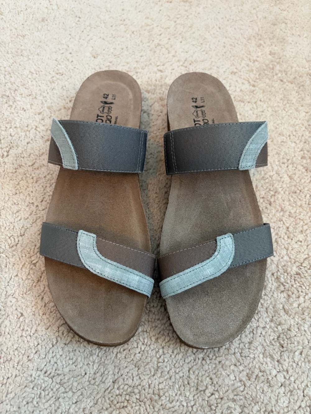 Naot Sandals Women's Size 11 Frankie Wedge Slide Gray Silver Brown Slip On